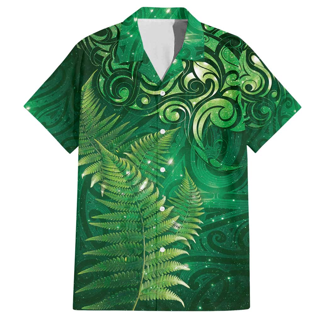 Matariki New Zealand Maori Silver Fern Family Matching Puletasi and Hawaiian Shirt Galaxy Green Sky Style