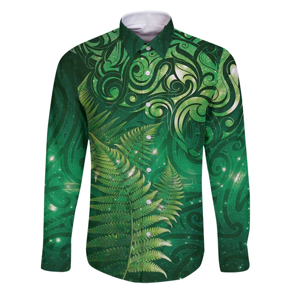 Matariki New Zealand Maori Silver Fern Family Matching Puletasi and Hawaiian Shirt Galaxy Green Sky Style