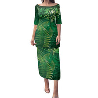 Matariki New Zealand Maori Silver Fern Family Matching Puletasi and Hawaiian Shirt Galaxy Green Sky Style