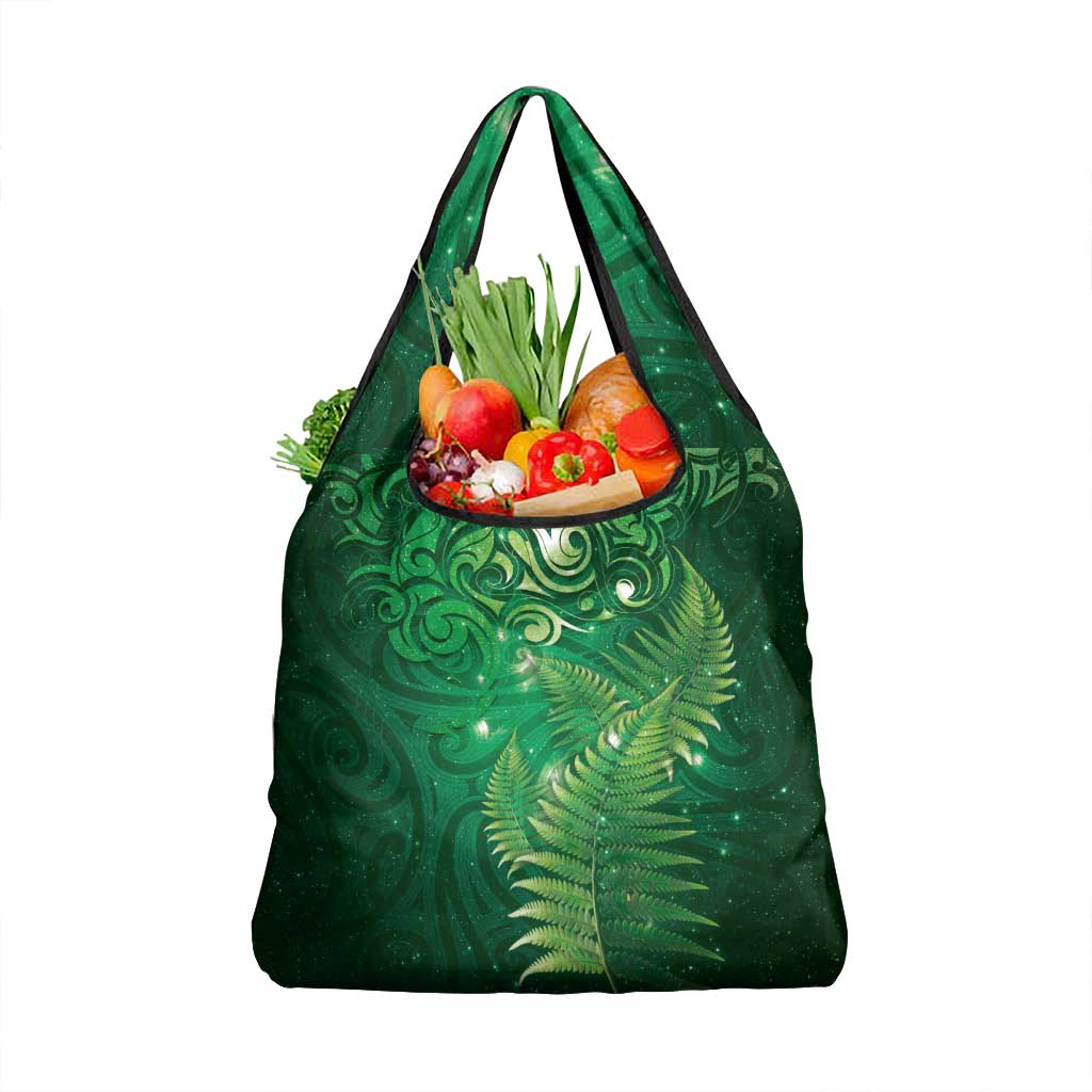 Matariki New Zealand Maori Silver Fern Grocery Bag Galaxy Green Sky Style