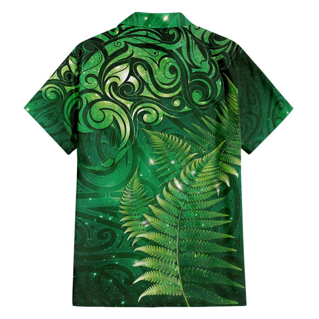 Matariki New Zealand Maori Silver Fern Hawaiian Shirt Galaxy Green Sky Style