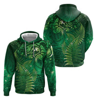 Matariki New Zealand Maori Silver Fern Hoodie Galaxy Green Sky Style