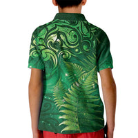 Matariki New Zealand Maori Silver Fern Kid Polo Shirt Galaxy Green Sky Style