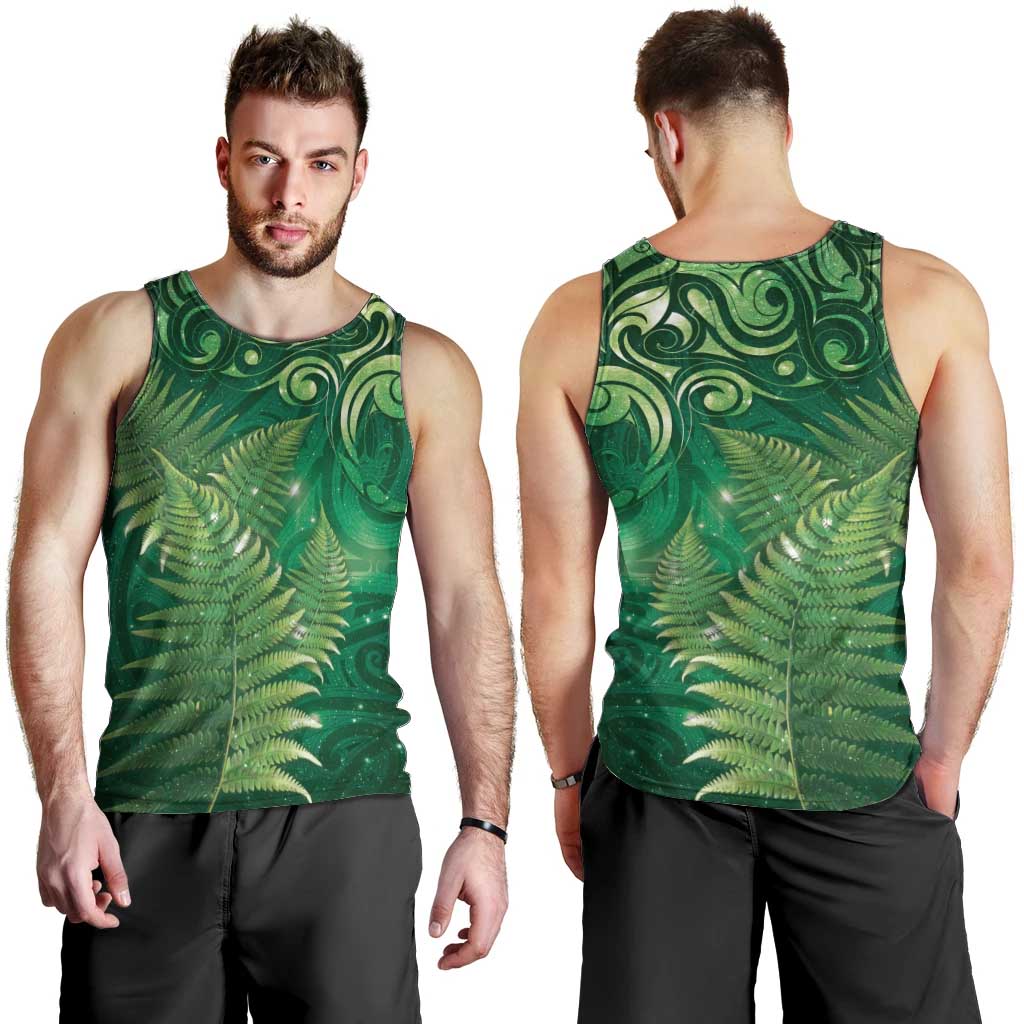 Matariki New Zealand Maori Silver Fern Men Tank Top Galaxy Green Sky Style