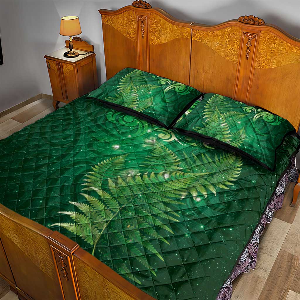 Matariki New Zealand Maori Silver Fern Quilt Bed Set Galaxy Green Sky Style