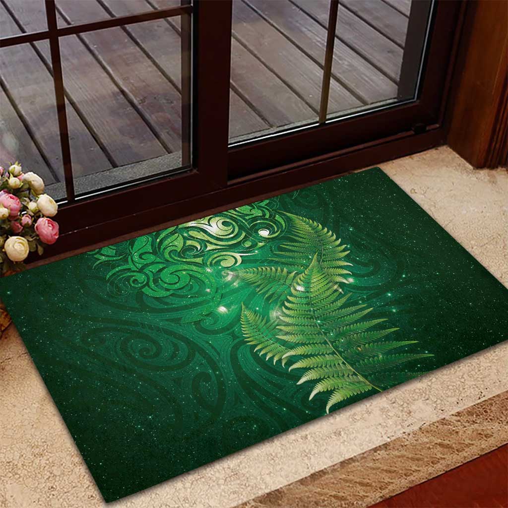 Matariki New Zealand Maori Silver Fern Rubber Doormat Galaxy Green Sky Style