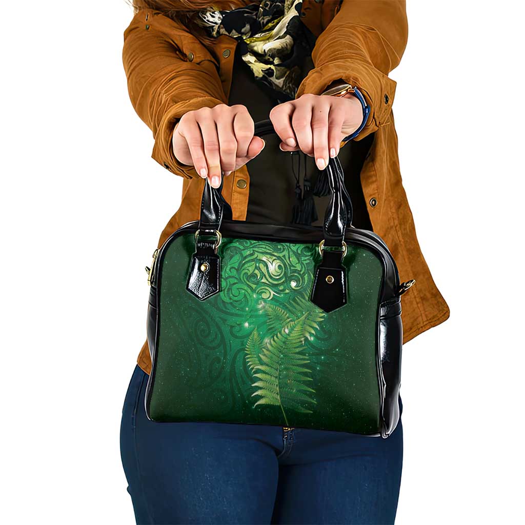 Matariki New Zealand Maori Silver Fern Shoulder Handbag Galaxy Green Sky Style