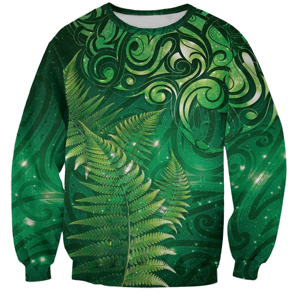 Matariki New Zealand Maori Silver Fern Sweatshirt Galaxy Green Sky Style
