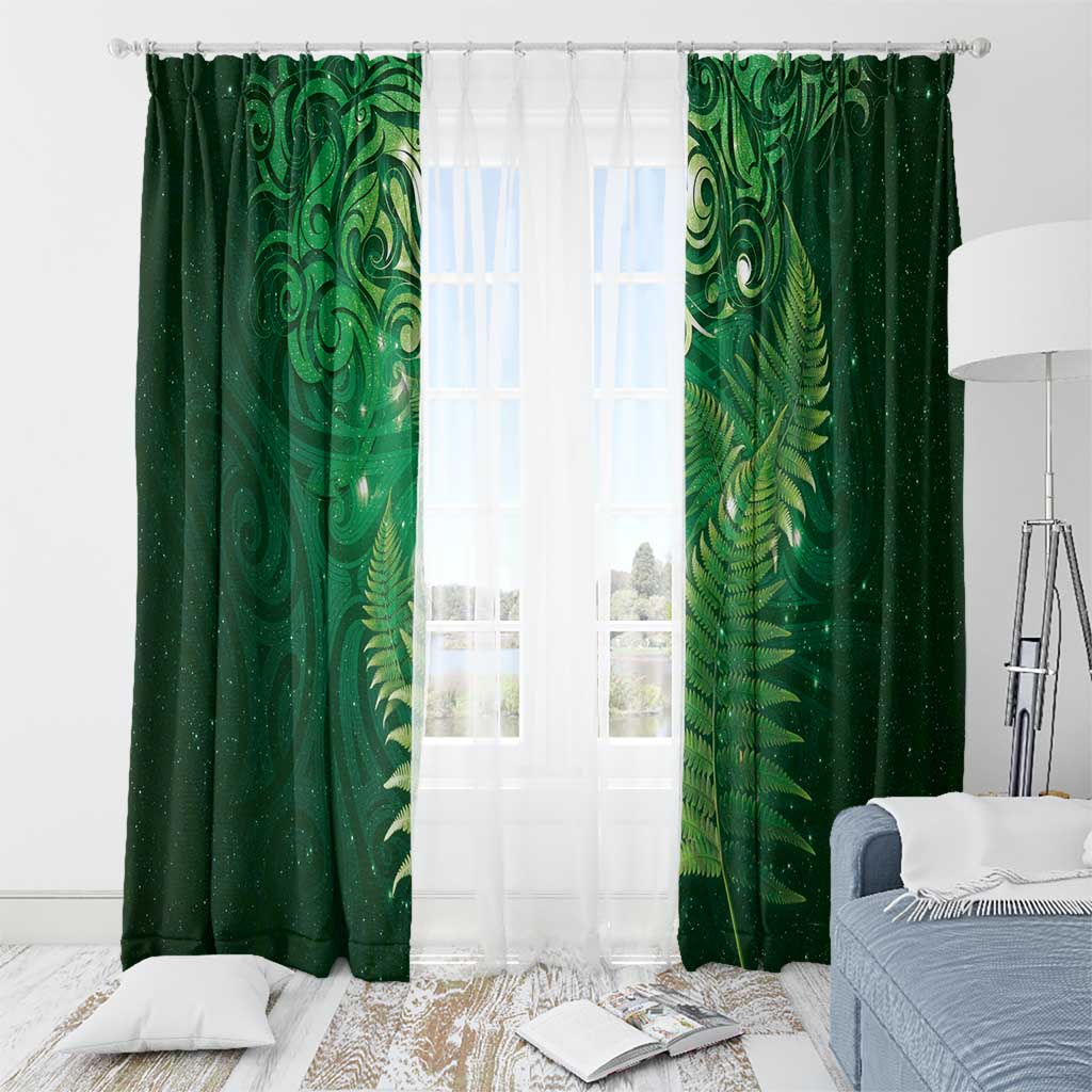 Matariki New Zealand Maori Silver Fern Window Curtain Galaxy Green Sky Style