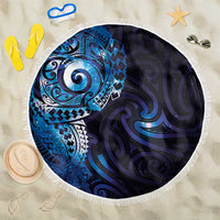 Matariki New Zealand Maori Koru Art Tattoo Beach Blanket New Year Galaxy Blue Sky Style