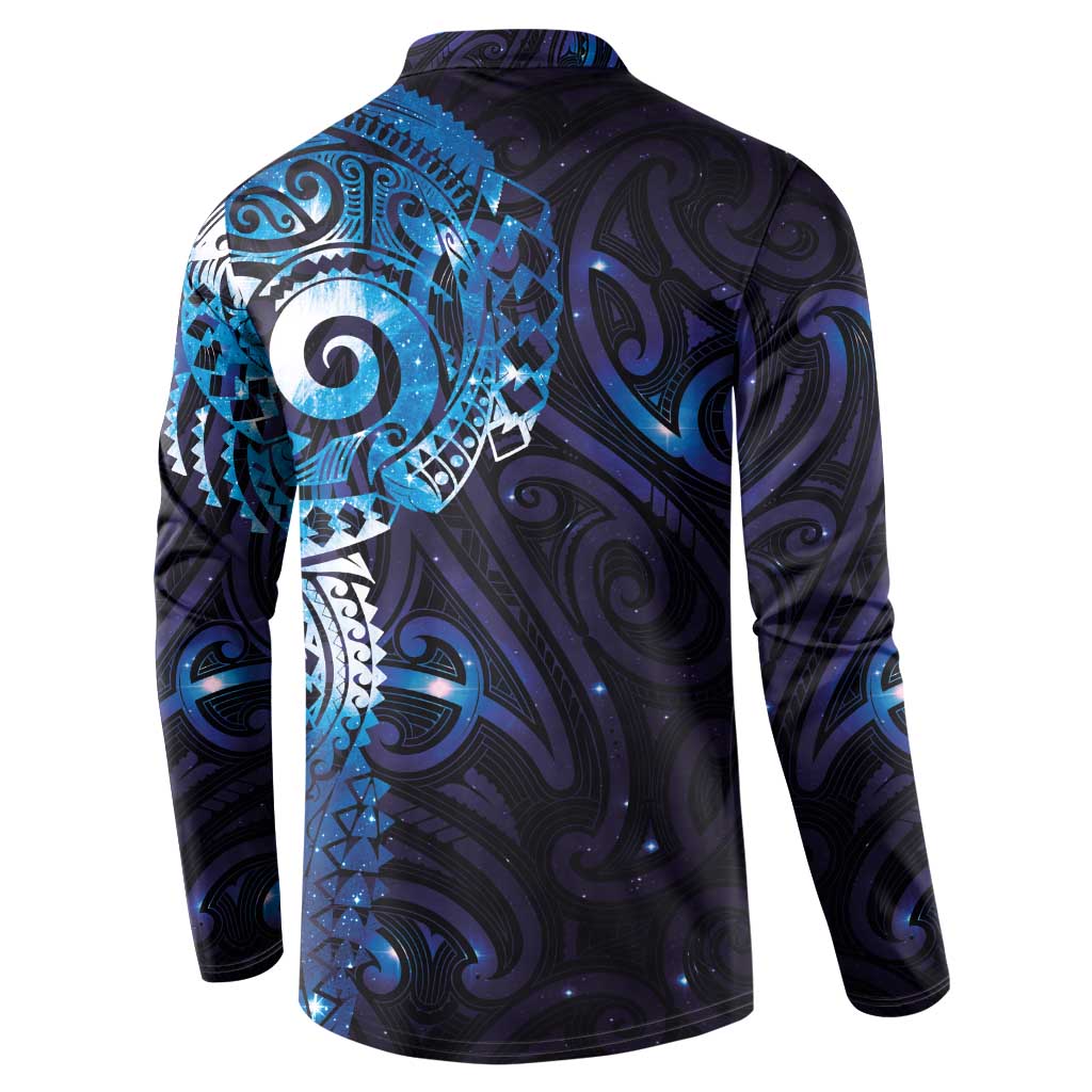 Matariki New Zealand Maori Koru Art Tattoo Button Sweatshirt New Year Galaxy Blue Sky Style