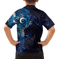 Matariki New Zealand Maori Koru Art Tattoo Family Matching Off The Shoulder Long Sleeve Dress and Hawaiian Shirt New Year Galaxy Blue Sky Style