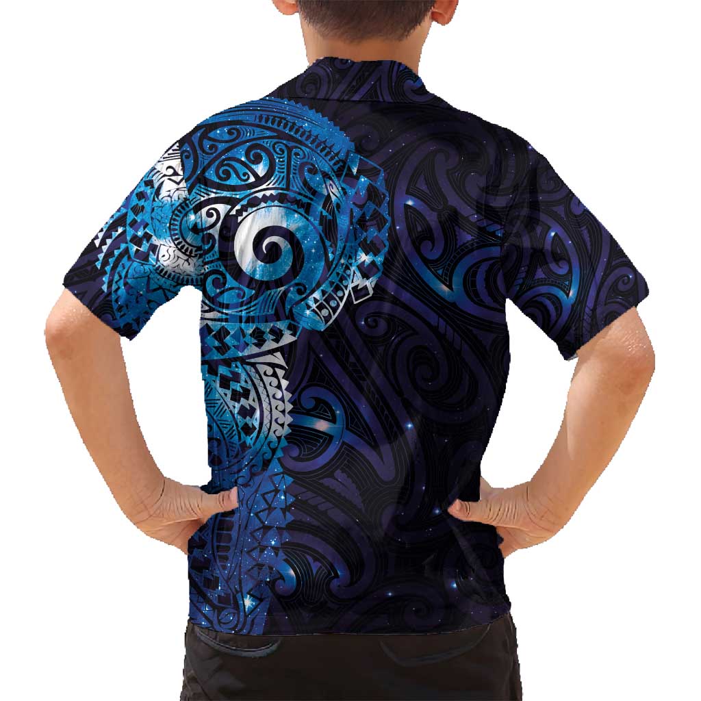 Matariki New Zealand Maori Koru Art Tattoo Family Matching Off Shoulder Maxi Dress and Hawaiian Shirt New Year Galaxy Blue Sky Style