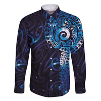 Matariki New Zealand Maori Koru Art Tattoo Family Matching Off Shoulder Short Dress and Hawaiian Shirt New Year Galaxy Blue Sky Style