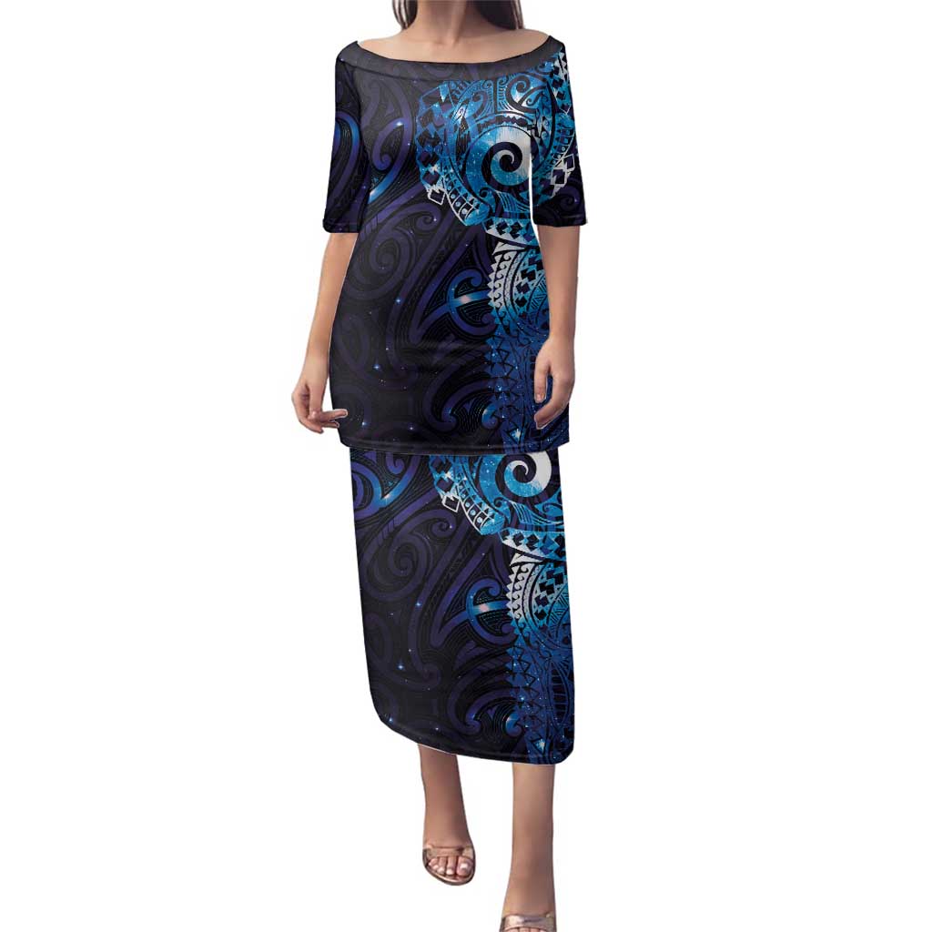 Matariki New Zealand Maori Koru Art Tattoo Family Matching Puletasi and Hawaiian Shirt New Year Galaxy Blue Sky Style