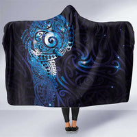 Matariki New Zealand Maori Koru Art Tattoo Hooded Blanket New Year Galaxy Blue Sky Style