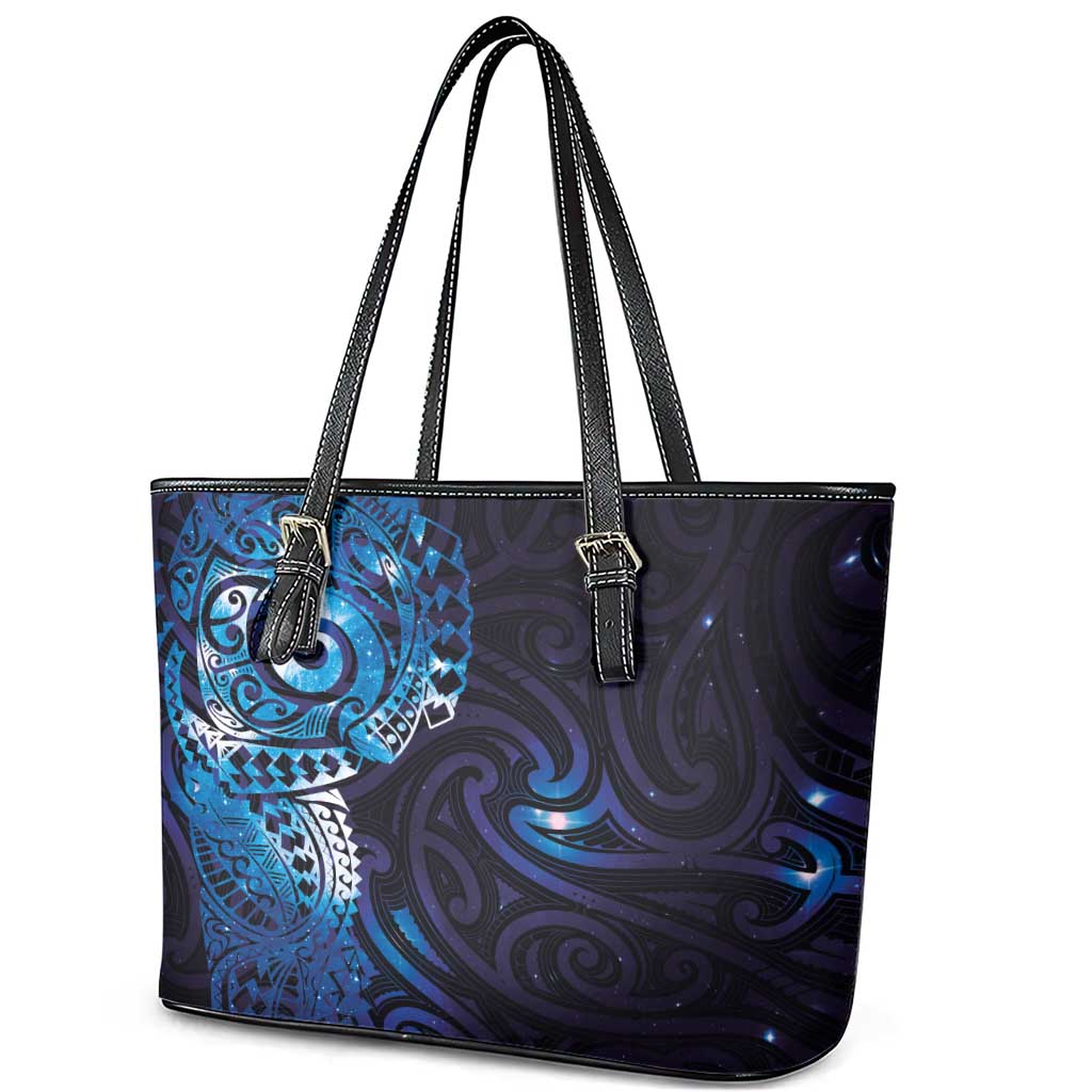Matariki New Zealand Maori Koru Art Tattoo Leather Tote Bag New Year Galaxy Blue Sky Style