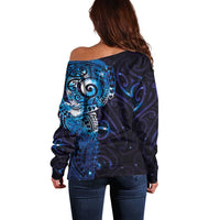 Matariki New Zealand Maori Koru Art Tattoo Off Shoulder Sweater New Year Galaxy Blue Sky Style