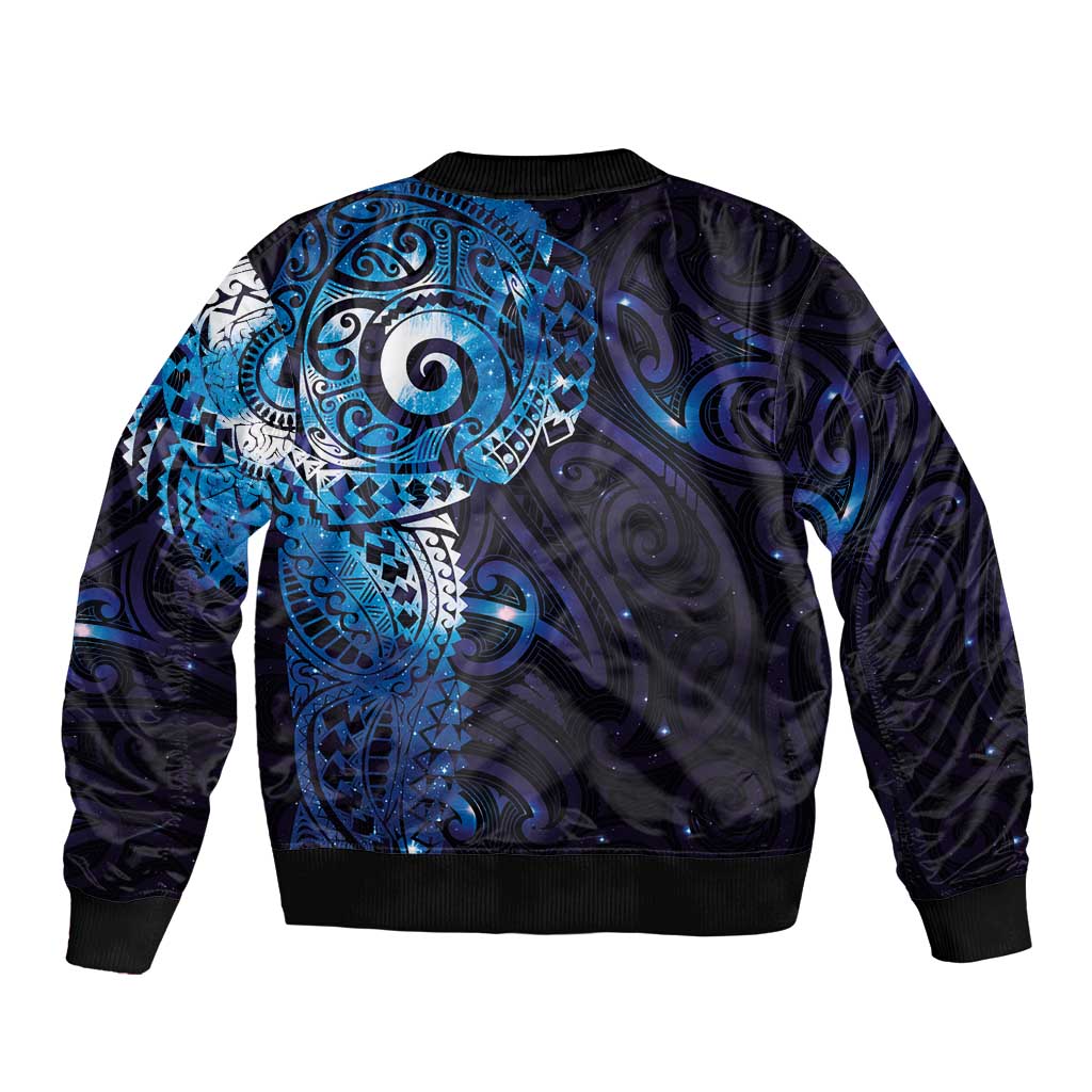 Matariki New Zealand Maori Koru Art Tattoo Sleeve Zip Bomber Jacket New Year Galaxy Blue Sky Style