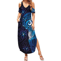 Matariki New Zealand Maori Koru Art Tattoo Summer Maxi Dress New Year Galaxy Blue Sky Style