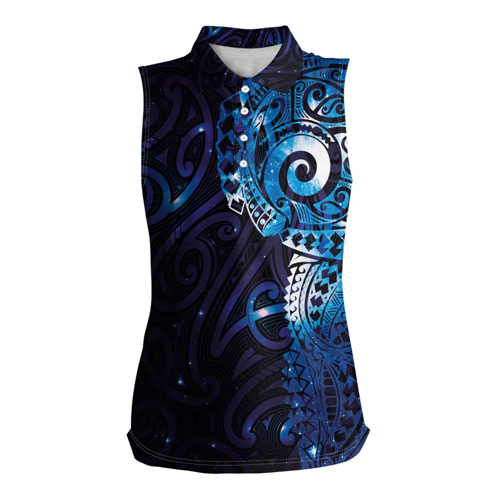Matariki New Zealand Maori Koru Art Tattoo Women Sleeveless Polo Shirt New Year Galaxy Blue Sky Style