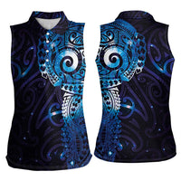 Matariki New Zealand Maori Koru Art Tattoo Women Sleeveless Polo Shirt New Year Galaxy Blue Sky Style