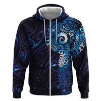 Matariki New Zealand Maori Koru Art Tattoo Zip Hoodie New Year Galaxy Blue Sky Style