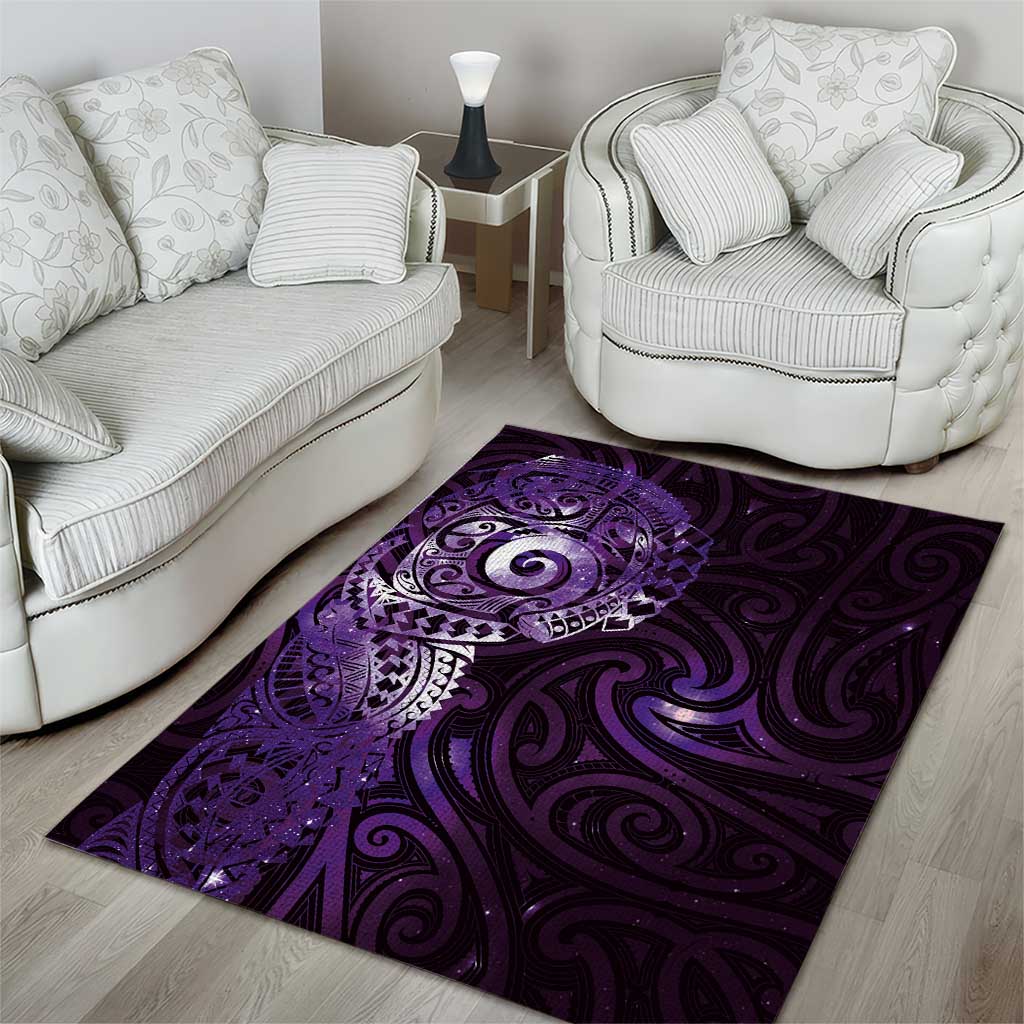 Matariki New Zealand Maori Koru Art Tattoo Area Rug New Year Galaxy Purple Sky Style