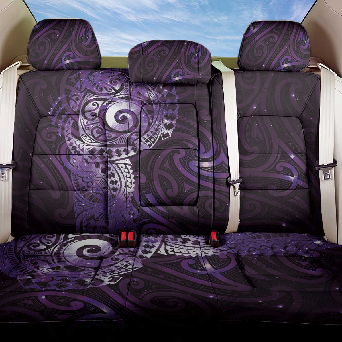 Matariki New Zealand Maori Koru Art Tattoo Back Car Seat Cover New Year Galaxy Purple Sky Style