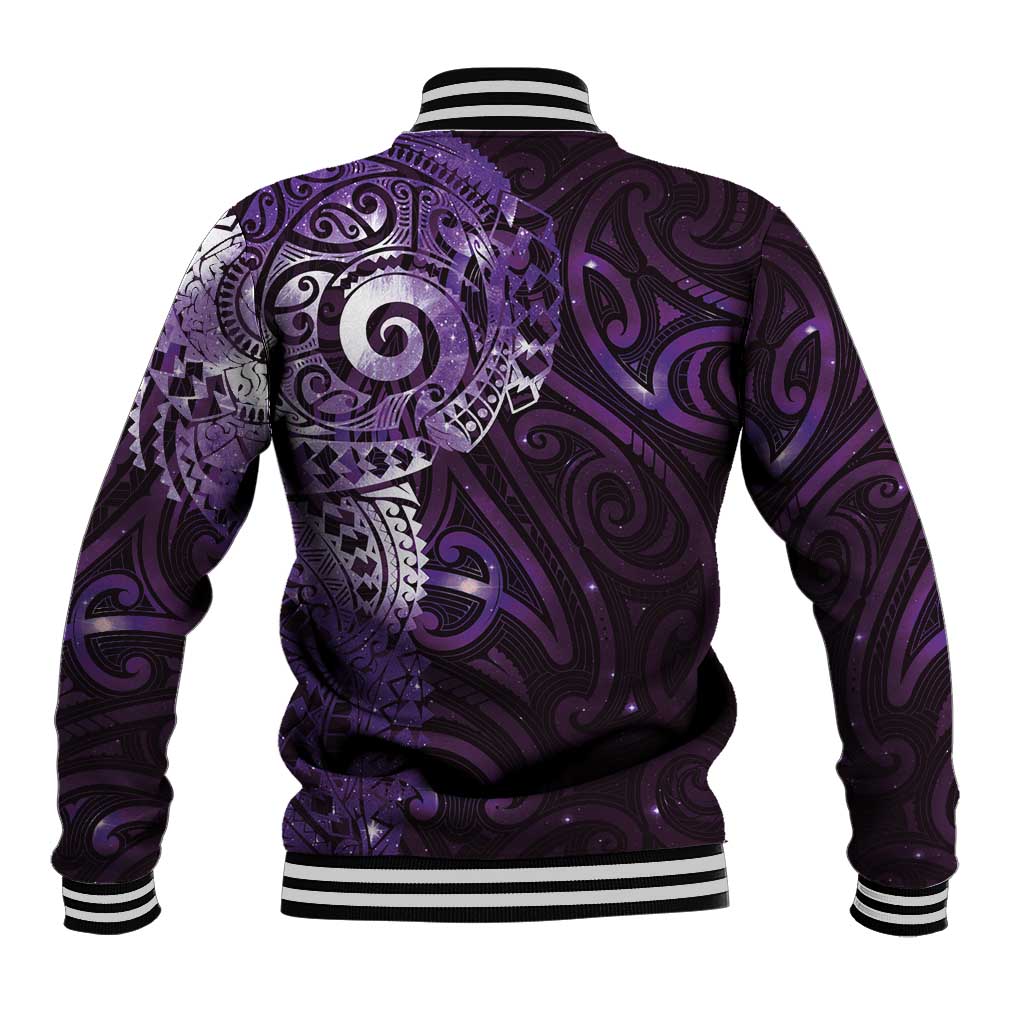 Matariki New Zealand Maori Koru Art Tattoo Baseball Jacket New Year Galaxy Purple Sky Style