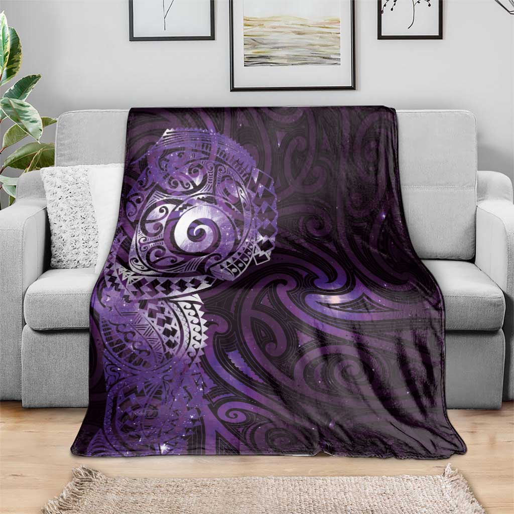 Matariki New Zealand Maori Koru Art Tattoo Blanket New Year Galaxy Purple Sky Style