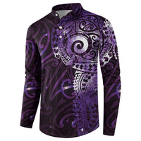 Matariki New Zealand Maori Koru Art Tattoo Button Sweatshirt New Year Galaxy Purple Sky Style