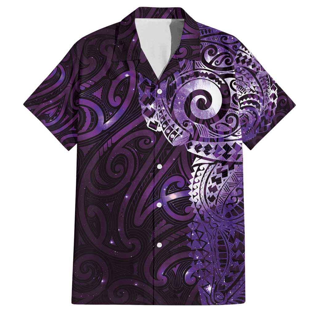 Matariki New Zealand Maori Koru Art Tattoo Family Matching Long Sleeve Bodycon Dress and Hawaiian Shirt New Year Galaxy Purple Sky Style