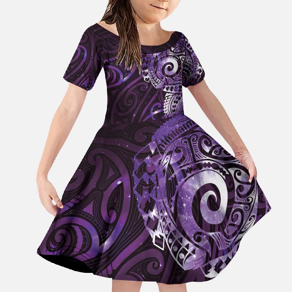 Matariki New Zealand Maori Koru Art Tattoo Family Matching Mermaid Dress and Hawaiian Shirt New Year Galaxy Purple Sky Style