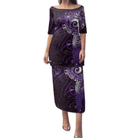 Matariki New Zealand Maori Koru Art Tattoo Family Matching Puletasi and Hawaiian Shirt New Year Galaxy Purple Sky Style