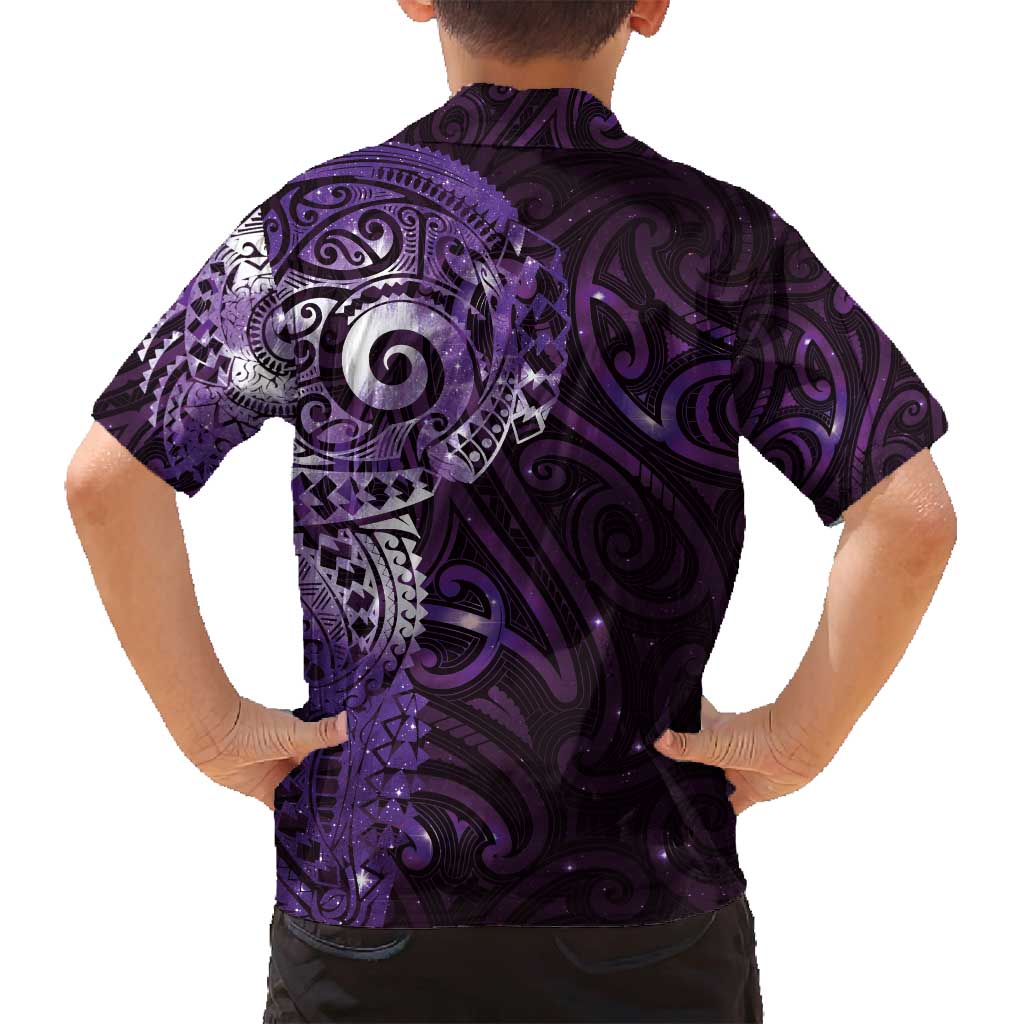 Matariki New Zealand Maori Koru Art Tattoo Family Matching Tank Maxi Dress and Hawaiian Shirt New Year Galaxy Purple Sky Style