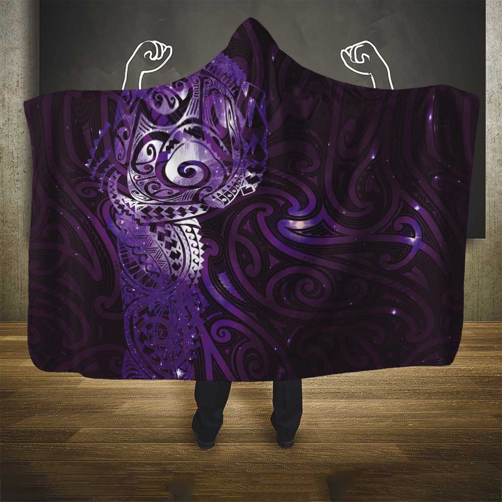 Matariki New Zealand Maori Koru Art Tattoo Hooded Blanket New Year Galaxy Purple Sky Style