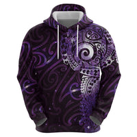 Matariki New Zealand Maori Koru Art Tattoo Hoodie New Year Galaxy Purple Sky Style