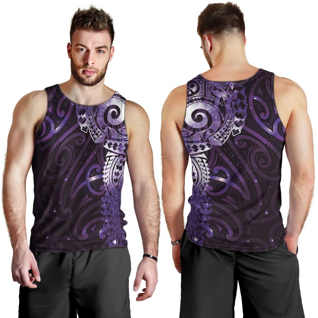 Matariki New Zealand Maori Koru Art Tattoo Men Tank Top New Year Galaxy Purple Sky Style
