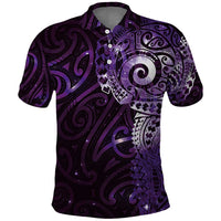 Matariki New Zealand Maori Koru Art Tattoo Polo Shirt New Year Galaxy Purple Sky Style