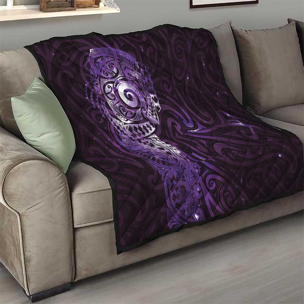 Matariki New Zealand Maori Koru Art Tattoo Quilt New Year Galaxy Purple Sky Style