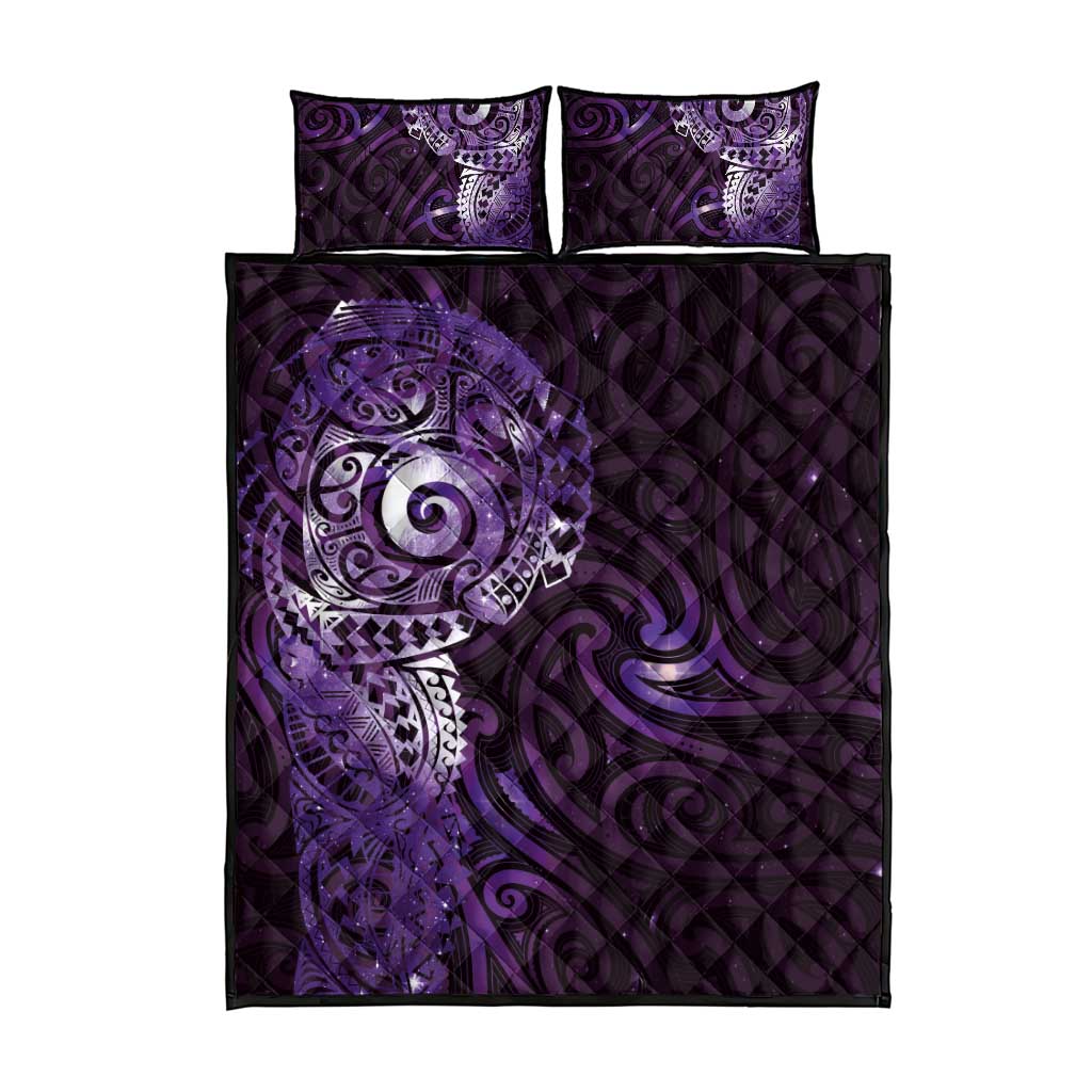 Matariki New Zealand Maori Koru Art Tattoo Quilt Bed Set New Year Galaxy Purple Sky Style