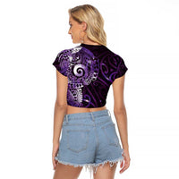 Matariki New Zealand Maori Koru Art Tattoo Raglan Cropped T Shirt New Year Galaxy Purple Sky Style