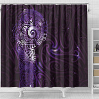 Matariki New Zealand Maori Koru Art Tattoo Shower Curtain New Year Galaxy Purple Sky Style