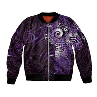Matariki New Zealand Maori Koru Art Tattoo Sleeve Zip Bomber Jacket New Year Galaxy Purple Sky Style