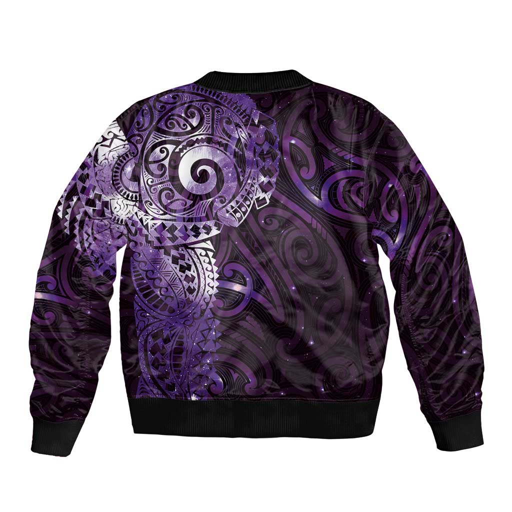 Matariki New Zealand Maori Koru Art Tattoo Sleeve Zip Bomber Jacket New Year Galaxy Purple Sky Style