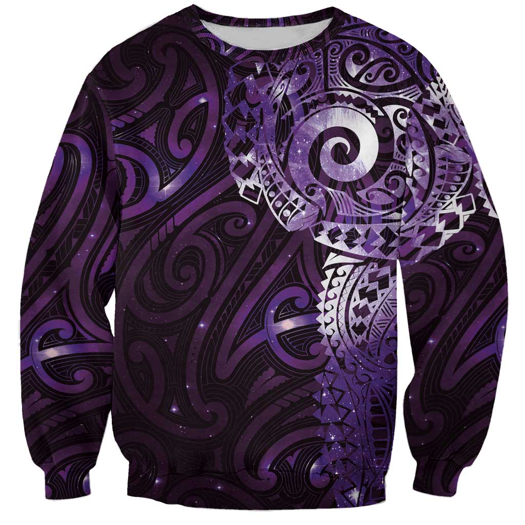 Matariki New Zealand Maori Koru Art Tattoo Sweatshirt New Year Galaxy Purple Sky Style