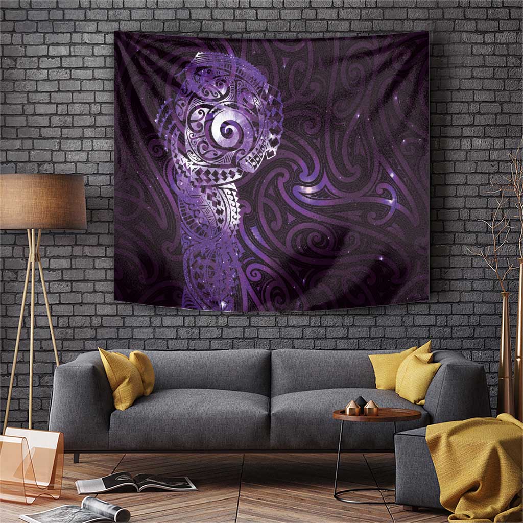 Matariki New Zealand Maori Koru Art Tattoo Tapestry New Year Galaxy Purple Sky Style