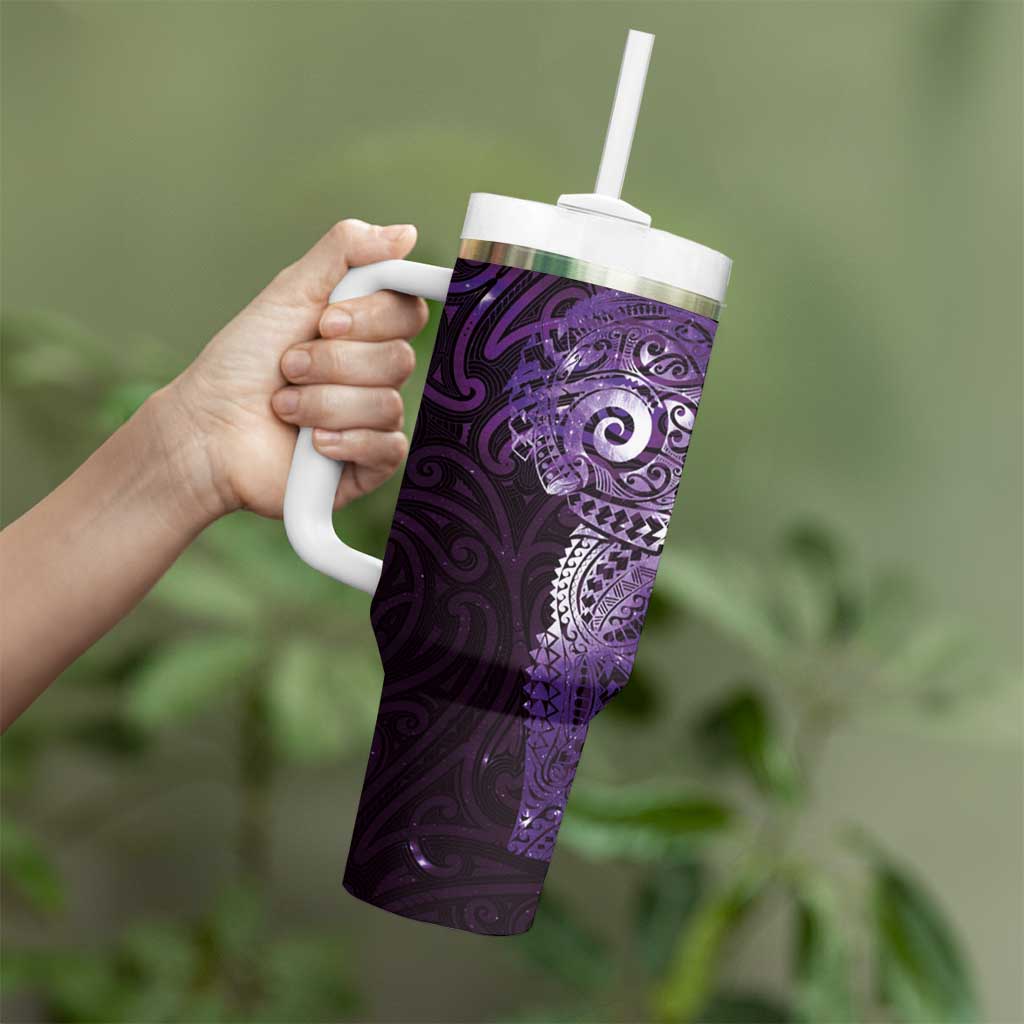 Matariki New Zealand Maori Koru Art Tattoo Tumbler With Handle New Year Galaxy Purple Sky Style