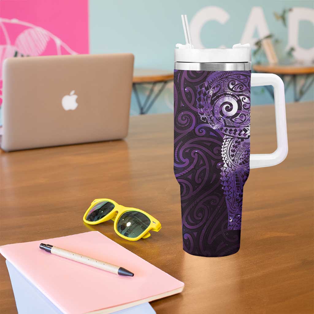Matariki New Zealand Maori Koru Art Tattoo Tumbler With Handle New Year Galaxy Purple Sky Style